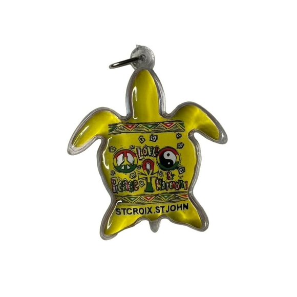 Souvenir Turtle Keychain St Thomas US Virgin Islands Acrylic Vintage Y2K u - Picture 3 of 3